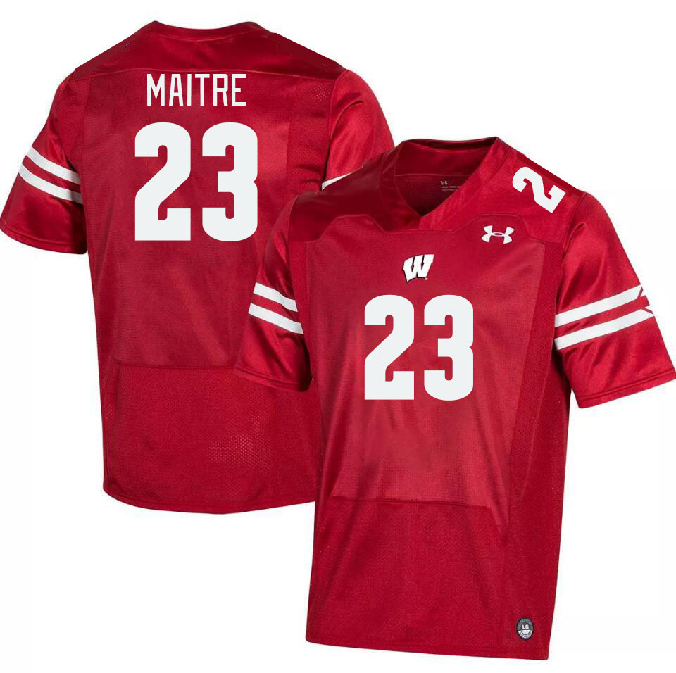 Men #23 Jason Maitre Winsconsin Badgers College Football Jerseys Stitched Sale-Red